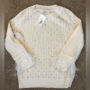 Edinburgh Knitwear Sequin Wool Sweater - NWT - Size Medium